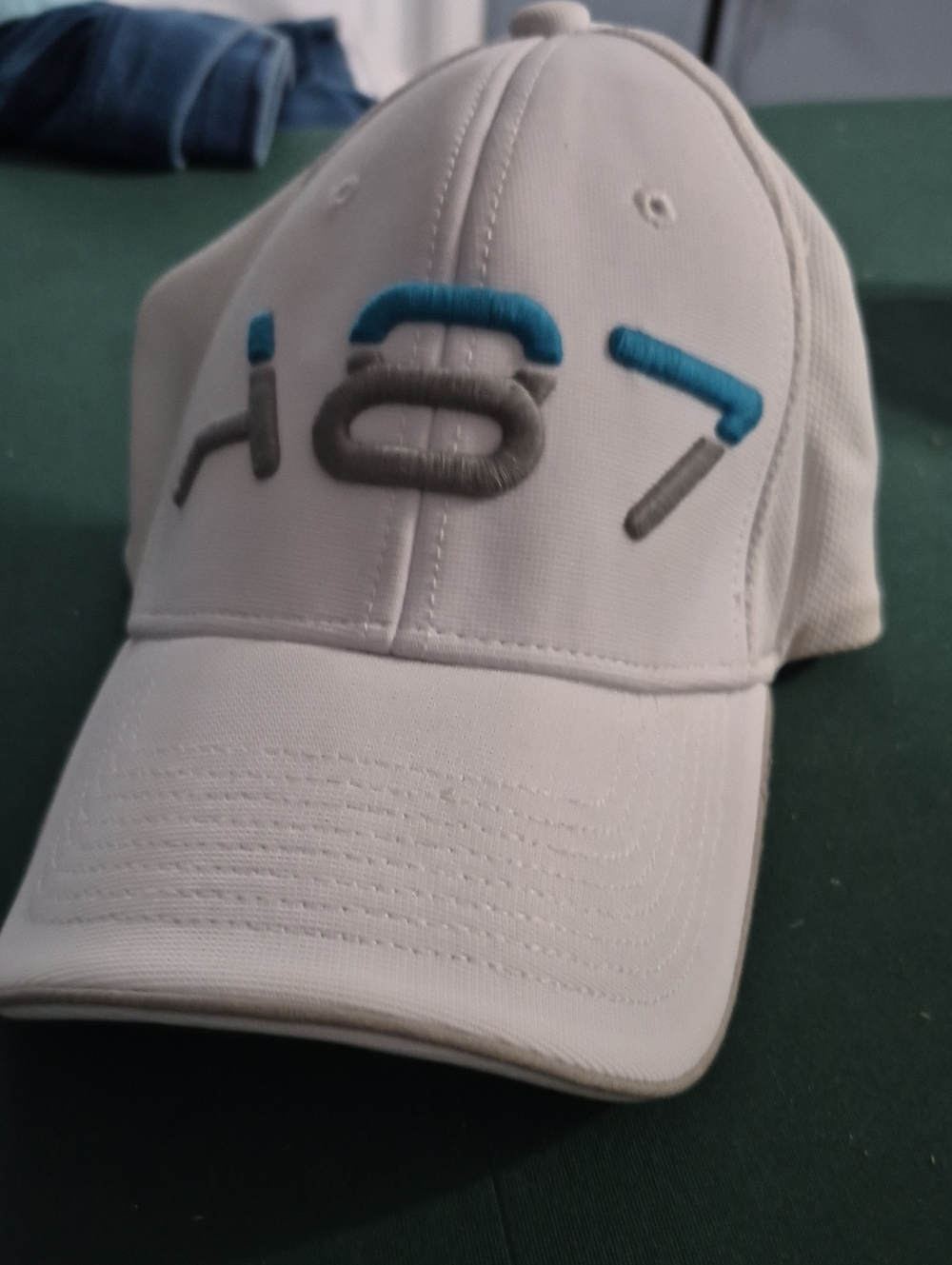Aeropostale White Baseball Cap with Teal & Gray Embroidery